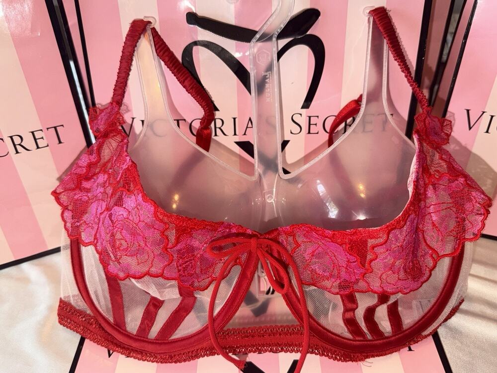 For Love & Lemons Bra For Victoria’s Secret 38DD Red & Pink $99